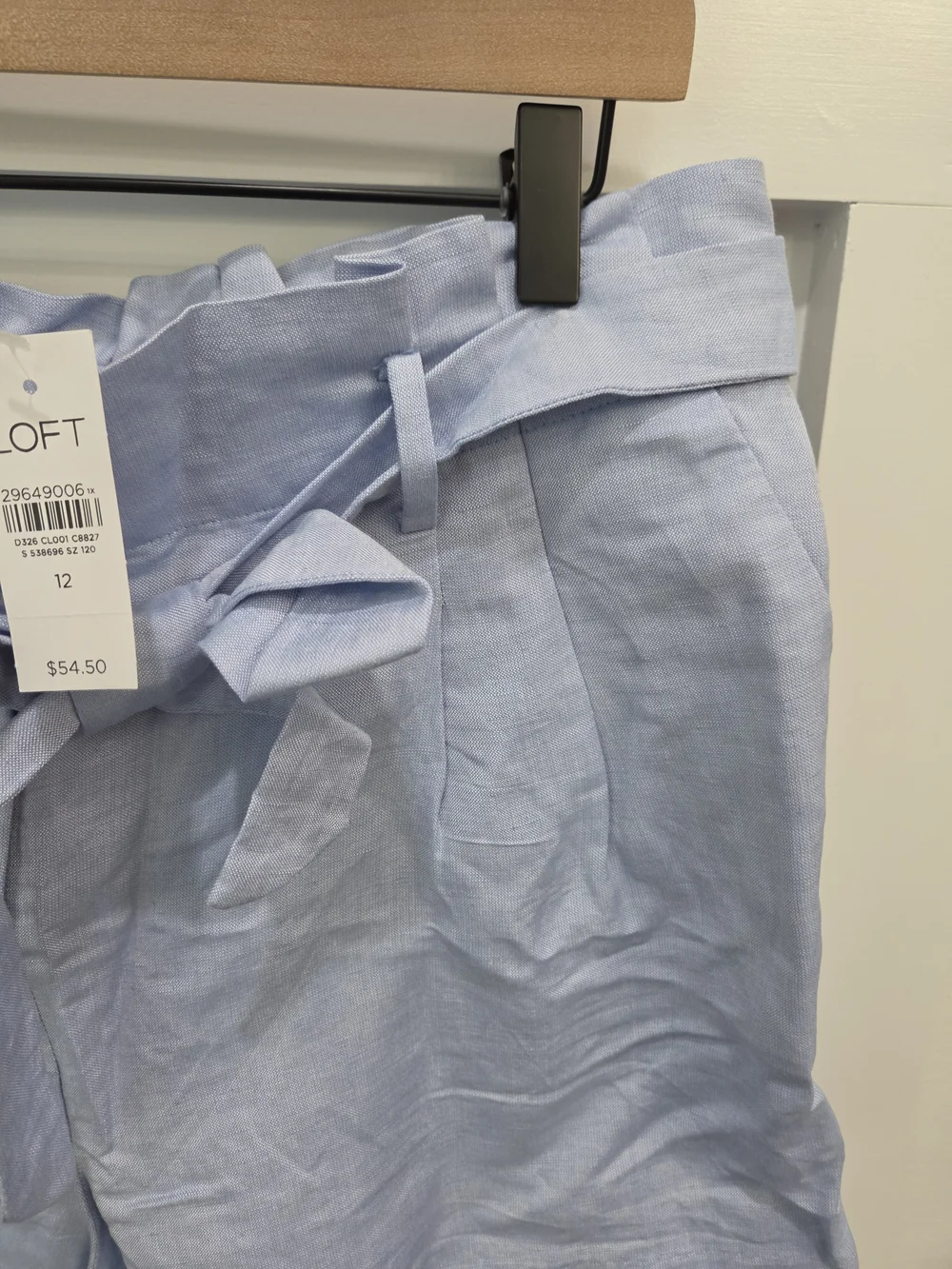 LOFT Light Blue Paperbag Tie-Waist Shorts